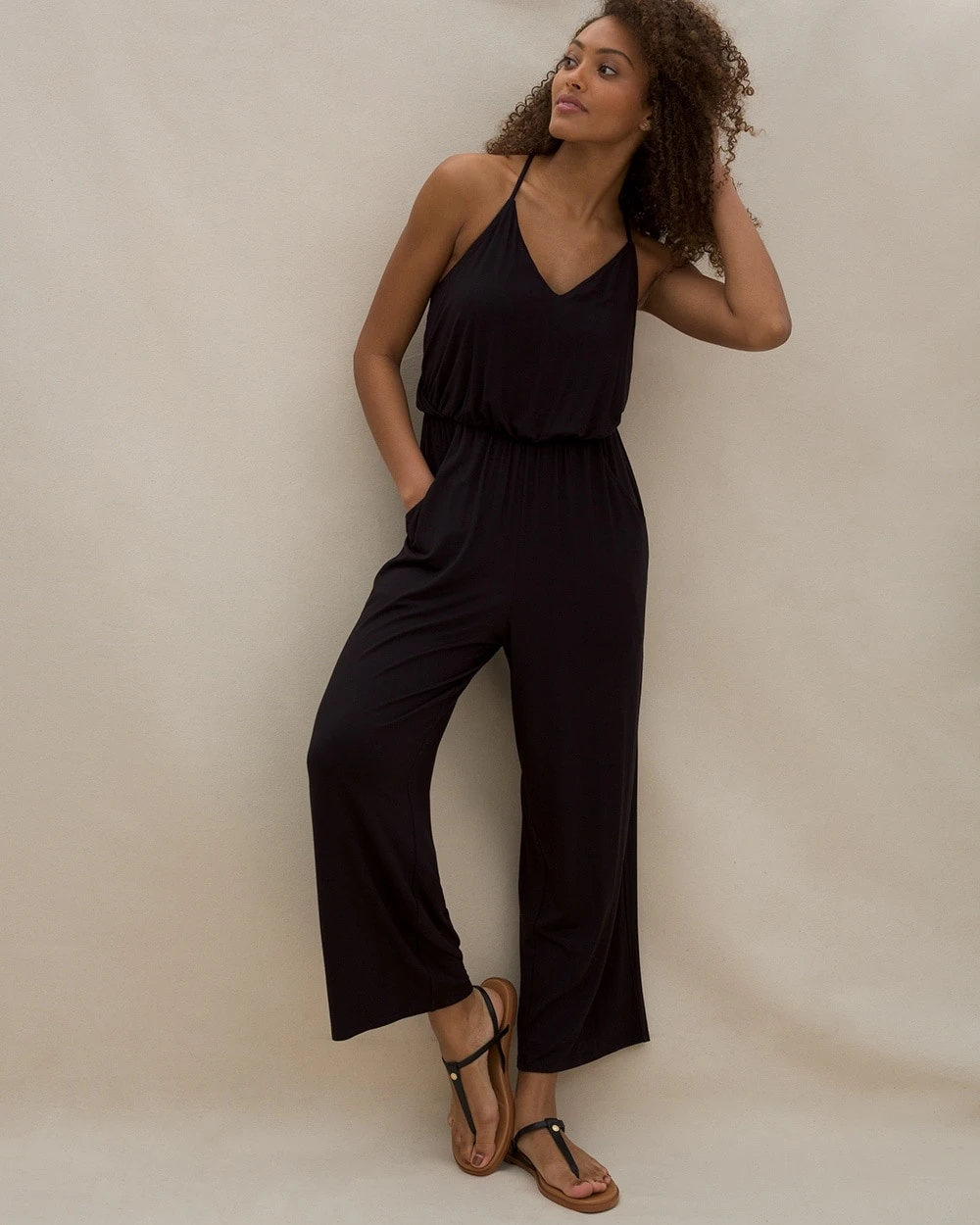 Soft Jersey Halter Crop Bra Jumpsuit 2 Soft Jersey Halter Crop Bra Jumpsuit