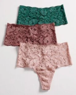 Embraceable Signature All-Over Lace Retro Thong 3-Pack