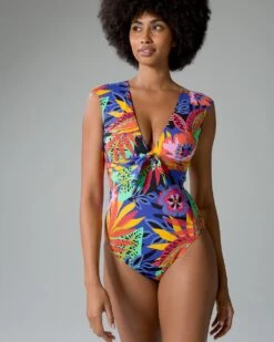 Bleu Rod Night Safari Cap Sleeve One Piece