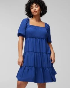 Rayon Challis Blouson Short Bra Dress