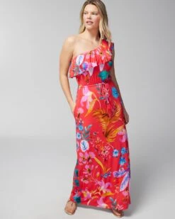 Soft Jersey One-Shoulder Maxi Bra Dress